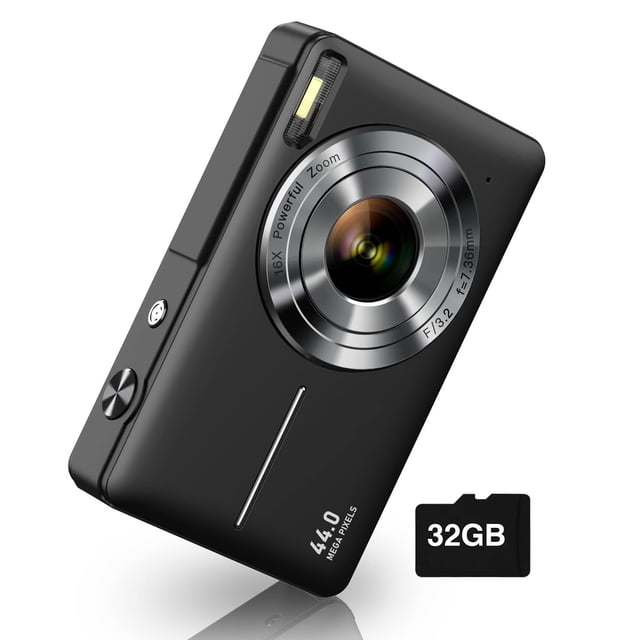 Cámara digital CAMKORY FHD 1080P 44 MP con tarjeta SD de 32 GB 16X Zo