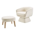 thumbnail image 4 of Newest Swivel Lounge Chair with Ottoman, 360° Rotating Modern Accent Chair Set, Compact for Small Space & Corner, White, 4 of 6