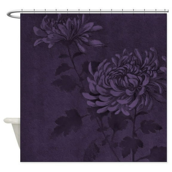 CafePress - Dark Purple Floral D1 - Unique Fabric Shower Curtain 70" x 72"