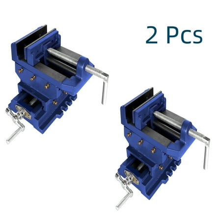 

Lanfys 2 Pcs 6inches Cross Slide Drill Press Vise 2 Way X-Y Heavy Duty Clamp Machine Benchtop Drill Press Bench Vise Metal Milling Vice Holder Clamping Bench Mount Blue