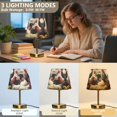 thumbnail image 3 of Tapered Desk Lamp with Antique Brass Base Table Lamps Dimmable LED Bulb Button Switch Night Light Vintage Black and White Chickens Medium, 3 of 8