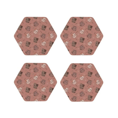 

Leather Coasters with Heat-resistant for Drinks Cute Cartoon Q Version Cat -标题2 Hexagon