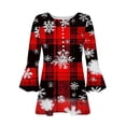 thumbnail image 4 of asdoklhq Christmas Cotton Sweaters for Women's Fashionable Christmas Printed Casual V-neck Pullover Long Sleeved Top Red 2X, 4 of 5