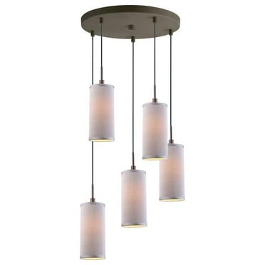 Woodbridge Lighting Sypta Stevens 5-Light Fabric/Steel Cluster Pendant in Bronze