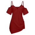 thumbnail image 4 of Pntutb Women's Plus Size Cutout Asymmetric Cold Shoulder T-Shirt V-Neck Tops Clothes, 4 of 6