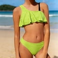 thumbnail image 2 of RXMEKW Two-Piece Swimsuit for Girls with Ruffle Trim, Solid Color Bikini Set for Kids and Toddlers, Summer Beach Pool Wear, 2 of 9