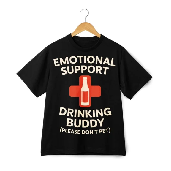 Emotional Support Drinking Buddy Dont Pet Funny Alcohol Graphic Unisex T-Shirt ,up to size 5XL