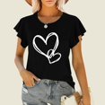 thumbnail image 2 of Timegard Top for Women Ruffle Short Sleeve Round Neck Valentine's Day Print Comfy Tee Shirts Summer Fashion, 2 of 3