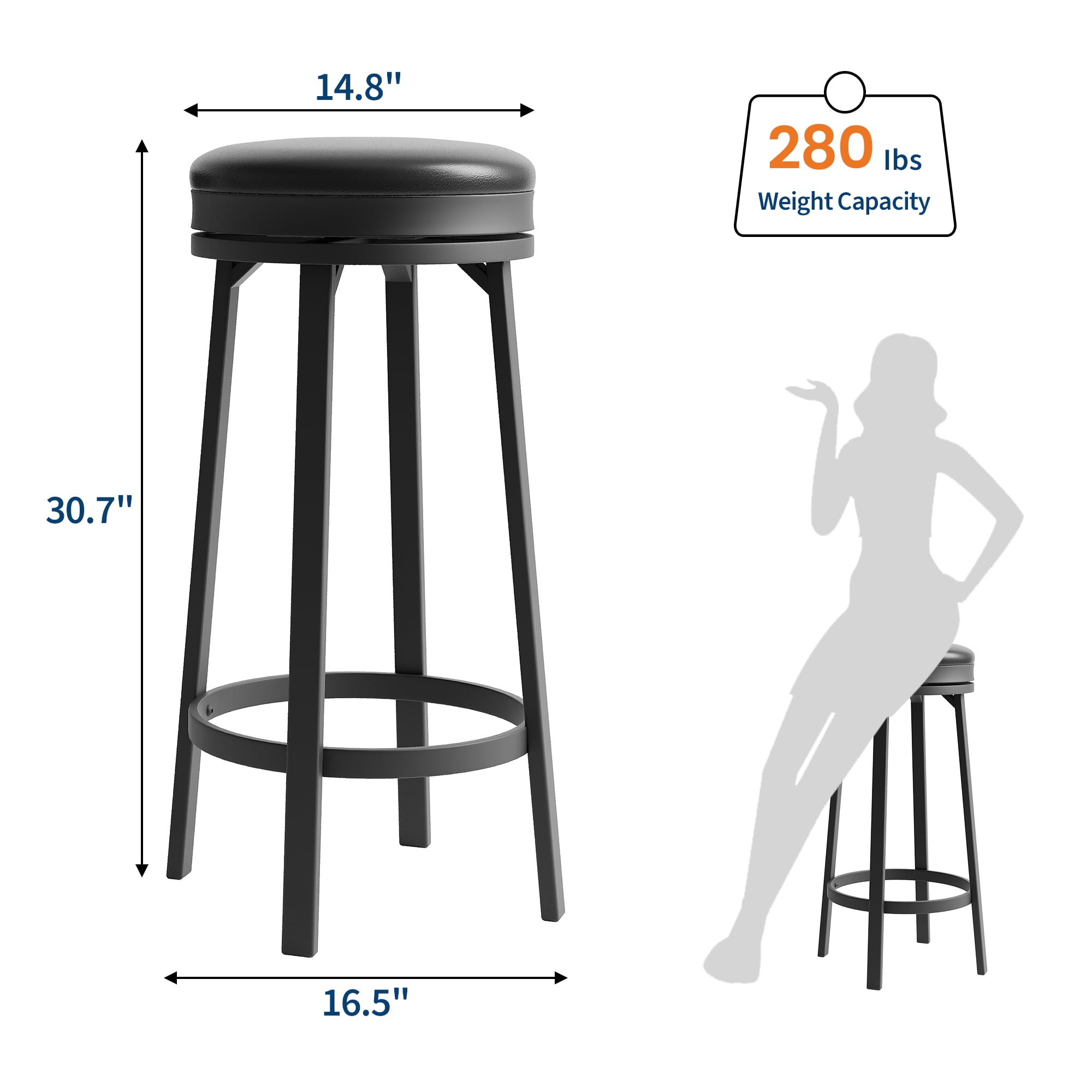 30" Swivel Bar Stools Set of 2/4 with Footrest – Modern Counter Height Stools for Kitchen Island, Bar, or Dining