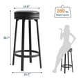 thumbnail image 2 of 30'' Modern Swivel Bar Stools Set of 2, Backless Barstools with Metal Base Leather Upholstered Round Bar Stool Chairs for Kitchen Island/Pub/Breakfast Bar, Black, 2 of 8