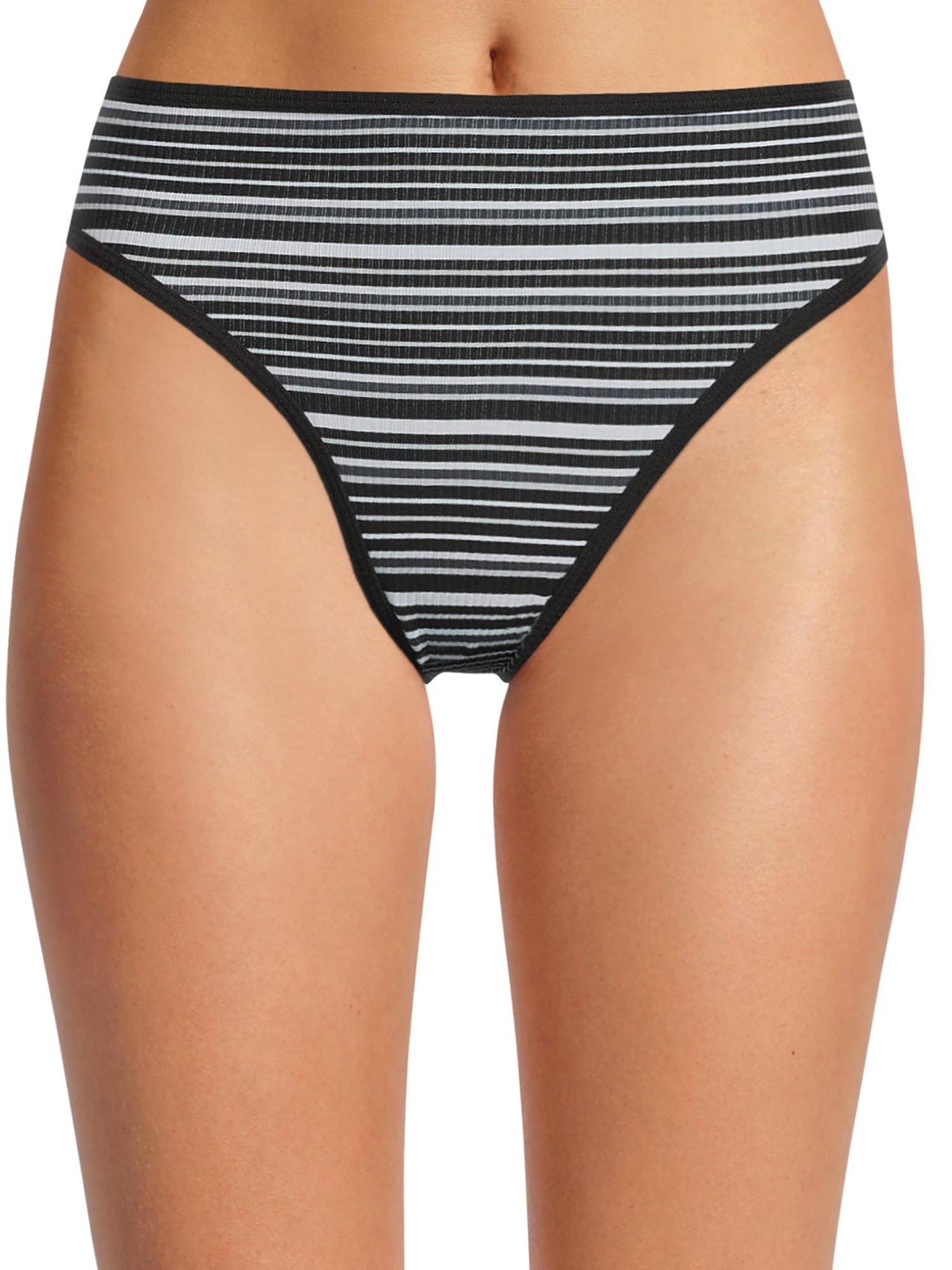 No Boundaries Women's Ribbed Cotton Hi Cut Bikini 3-Pack, Sizes XS to XXL