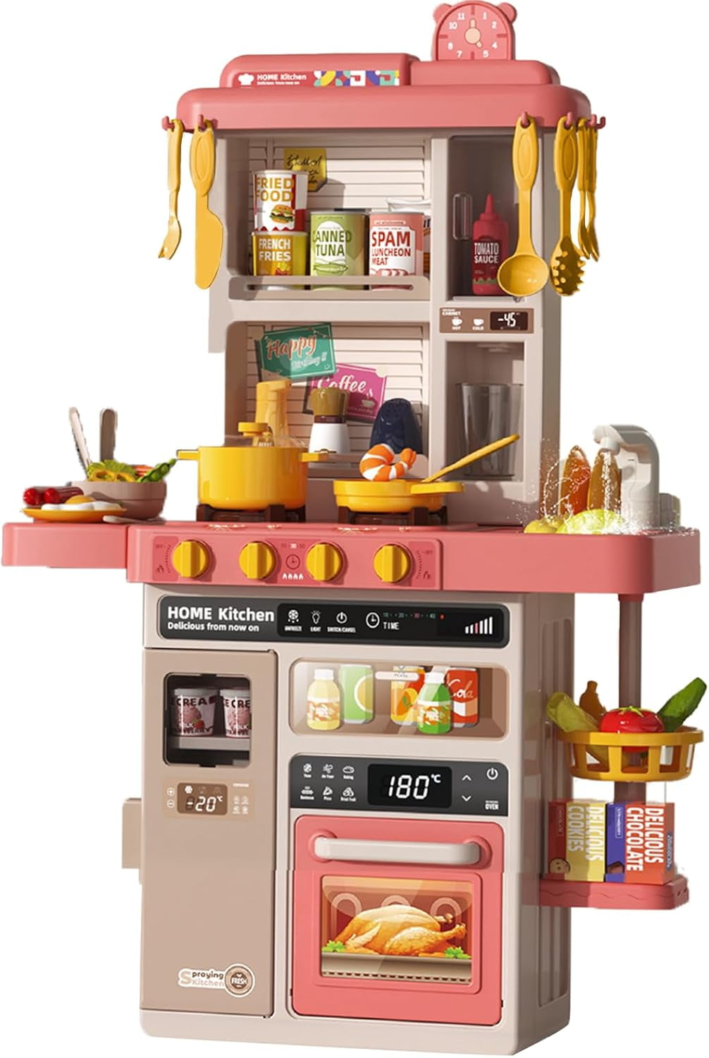Alomejor Cocinitas Para Niños Con Nevera De Juguete, Luces Y Sonidos, Electrodoméstico Mini Con Accesorios, Regalo Para Peques De 3 A 6 Años