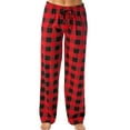 thumbnail image 2 of Red Women's Plus Size Pants, Ladies Casual Pants Plaid Printed Pajama Pants Elastic Rope Pants,Women's Plus Size Pants S, 2 of 6