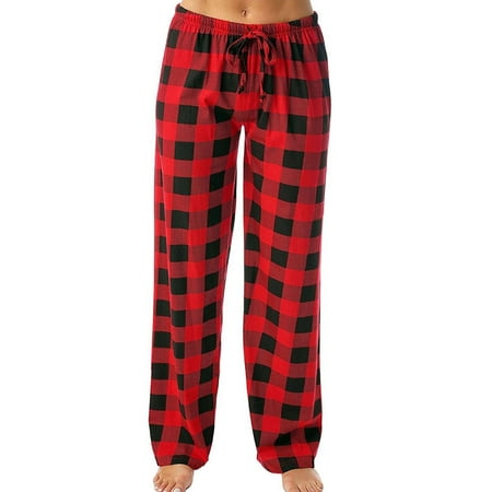 

Labakihah pants Ladies Casual Pants Plaid Printed Pajama Pants Elastic Rope Pants pants for women Red