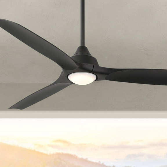 54" Casa Vieja Hermosa Wind Matte Black LED Damp Ceiling Fan
