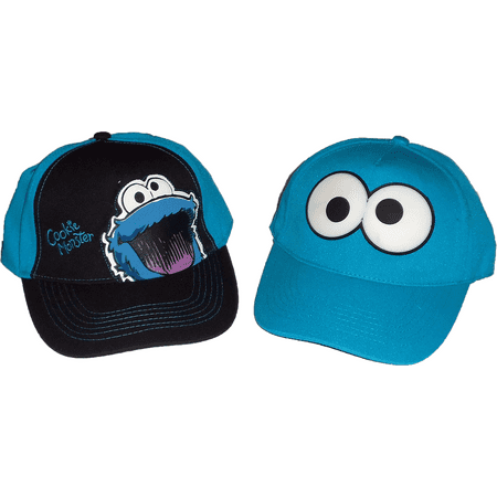 Cookie Monster Child Boys Baseball Cap Sesame Street Character Sun Hat Blue UPF 50+ UV Headwear (Set of 2)