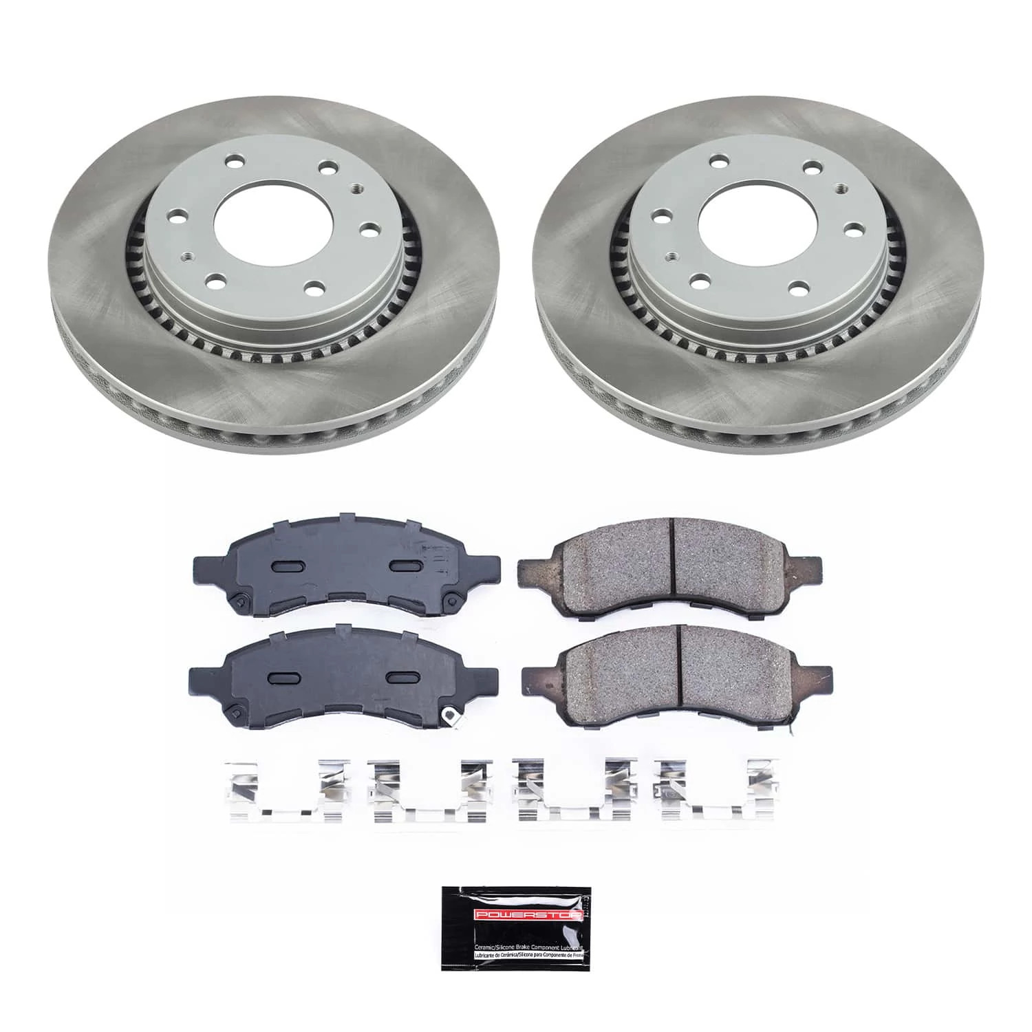 PowerStop Front Semi-Coated Rotor and Low-Dust Ceramic Brake Pad Kit SC2084