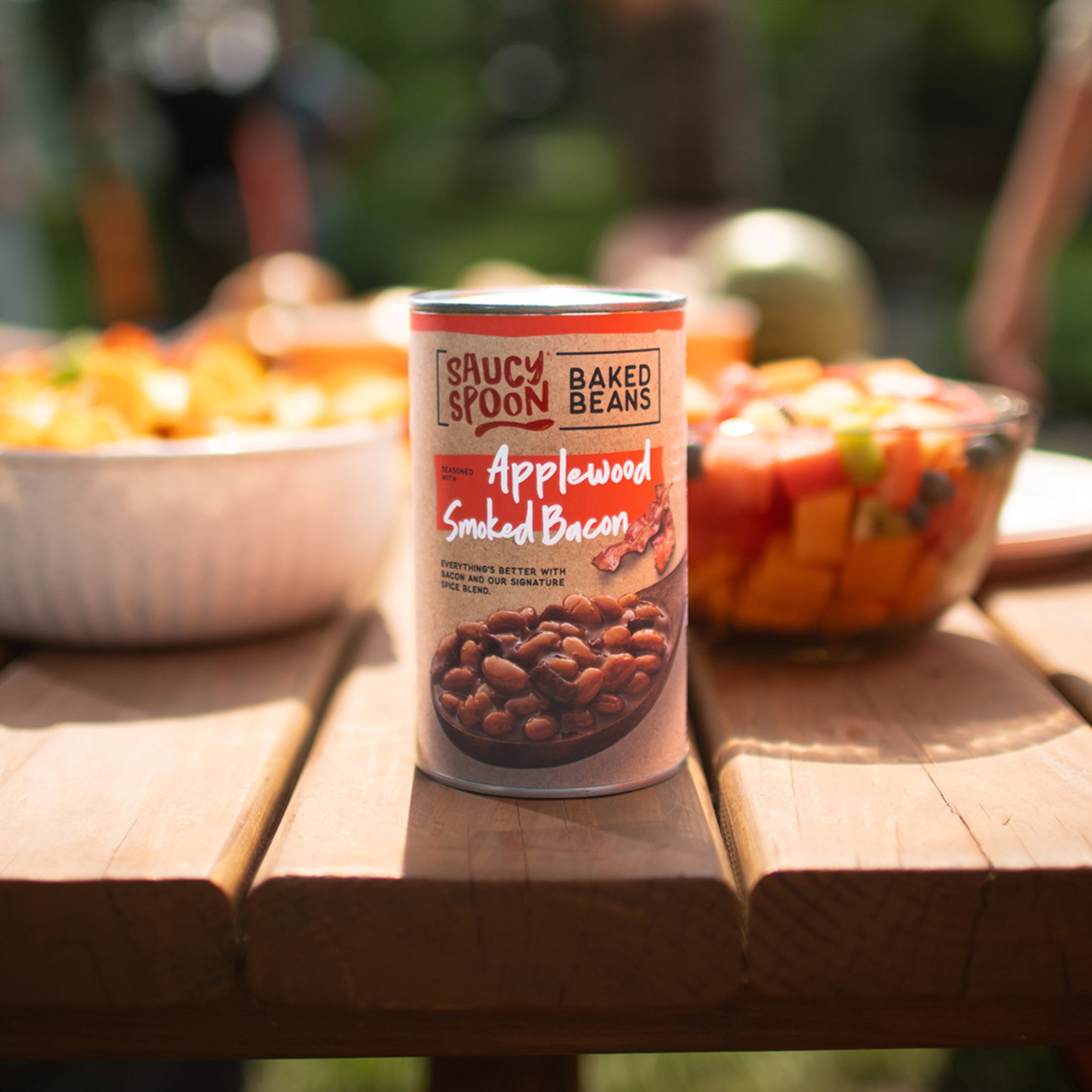 (5 pack) Saucy Spoon Applewood Smoked Bacon Baked Beans, Canned Beans, 28 oz Can