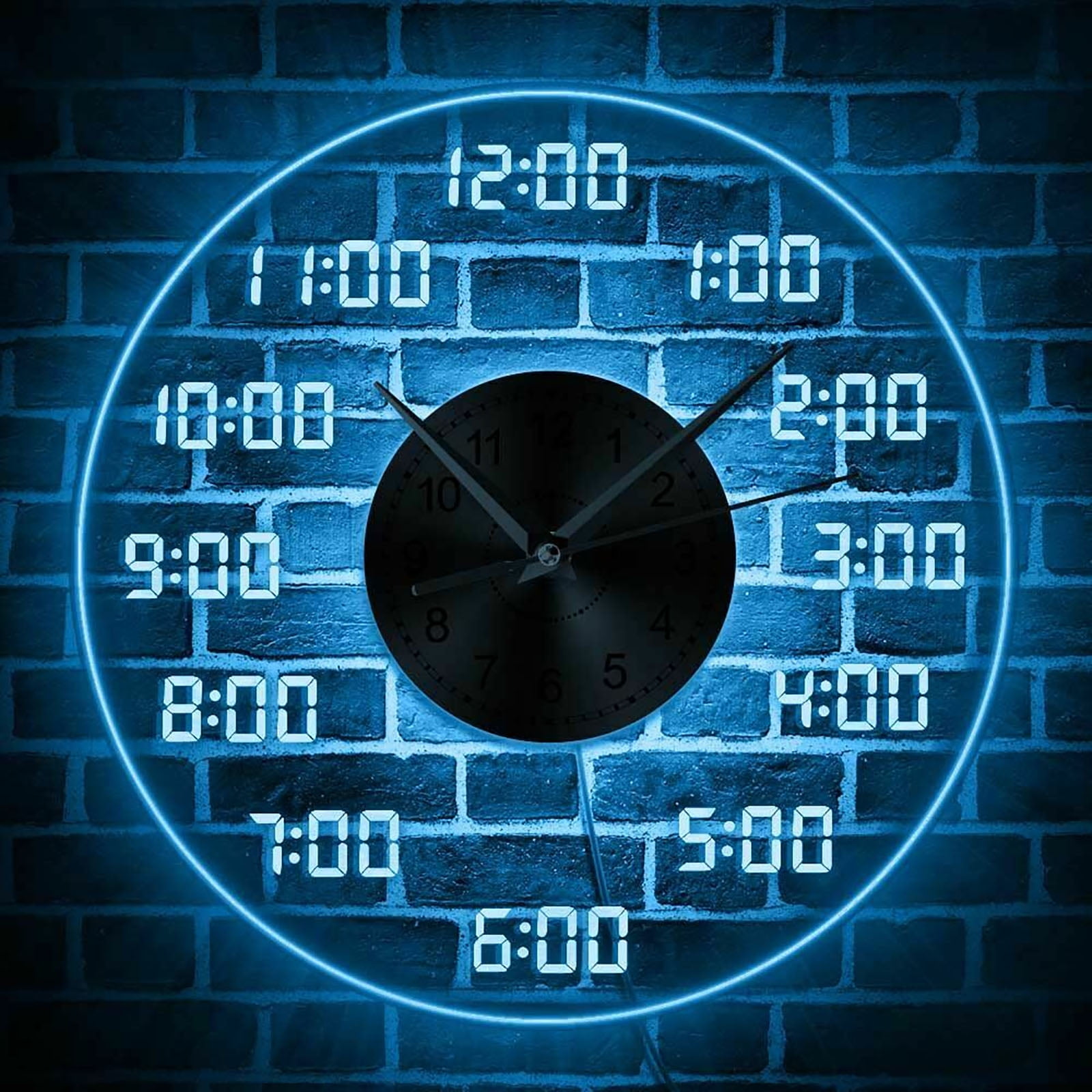 Miumaeov Big Wall Clock Giant Design Digital Numbers LED Back light USB  Decoration Gift 
