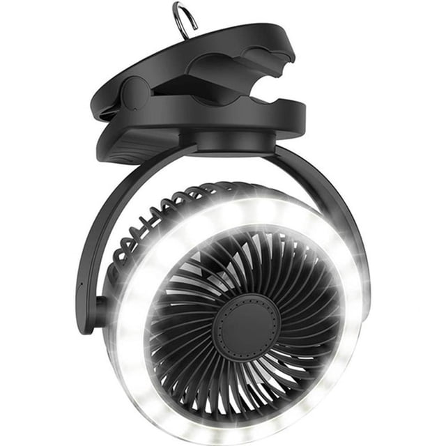 Soidarity Ventilador para acampar de 10000 mAh con luces USB Recargable Clip en ventilador con gancho para colgar Ropa Deportiva, Zapatos Soidarity OD012966-00