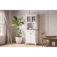 thumbnail image 3 of Pemberly Row Steel Top Buffet Server and 2-Door Panel Hutch in White, 3 of 6
