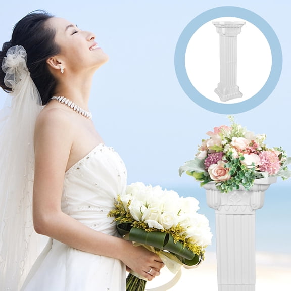 LOLIPPYY White Plastic Roman Pillar Column Decorative for Wedding Aisle Guide and Party Display Stand