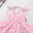 thumbnail image 6 of FYMNSI Baby Girls Polka Dots Tulle Spliced Dresses Birthday Party Princess Tutu Dress Bowknot Headband Christmas Outfit 12-18 Months Pink, 6 of 9