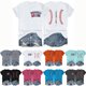 thumbnail image 1 of Fiudx Ofertas Flash Artículos En Oferta Camiseta/Camisa Holgada Informal de Manga Corta con Estampado de Letras a Doble Cara para Mujer, 1 of 3