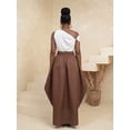 thumbnail image 2 of Brown Oversized Pleated Maxi Skirt With Front Slit, Elegant Resort Style For Daily Wear And Parties, 2 of 7