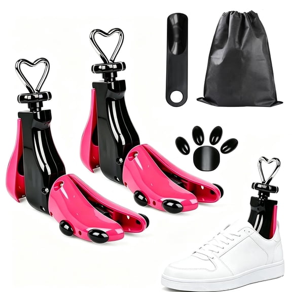 KOOOGEAR 2 Pack Shoe Stretcher Boot Stretcher, Adjustable Width and Length Shoe Expander Shoe Widener Stretcher Women Men(Pink)