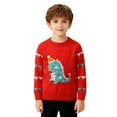 thumbnail image 3 of WhouRiu Little Boy' Christmas Sweater Dinosaur Knitted Long Sleeve Sweater Children Holiday Party Cozy Soft Winter Sweaters Red,Sized 5-6, 3 of 4