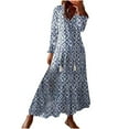 thumbnail image 2 of Womens Plus Size Clearance Dresses,Fashionable Women's Casual V-neck Loose Fitting Long Sleeved Printed Dress, 2 of 6