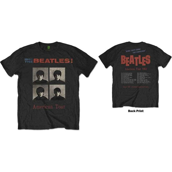 The Beatles Unisex T-Shirt American Tour 1964 (Back Print) (Small)