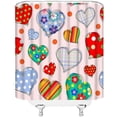 thumbnail image 3 of Valentine''s Day Shower Curtain Colorful Love Heart Boho Flower Polka Dot Plaid Romantic Sweet Couple Holiday Fabric Bathroom Decor Curtains with Hooks,Red Blue Pink, 3 of 5