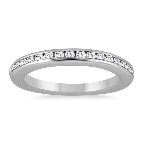 SZUL Women's 1/3 Carat TW Channel Set Diamond Band in 14K White Gold (I-J Color, I1-I2 Clarity)