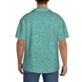 thumbnail image 3 of Yiaed Teal Green Glitter Print Mens Casual Wrinkle Free Shirts Short Sleeve Button Down Summer Stretch Dress Shirt-Medium, 3 of 5