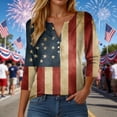 thumbnail image 2 of GEWSEY America 250 Tshirt 3/4 Sleeve Tops V Neck Independence Day Shirts Patriotic Pattern Tunic Tops (Brick Red, S), 2 of 8