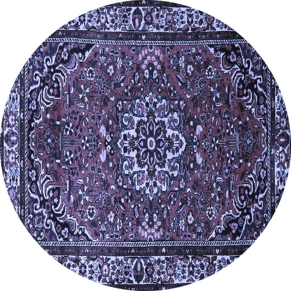 Ahgly Company Machine Washable Indoor Round Persian Blue Traditional Area Rugs, 8' Round