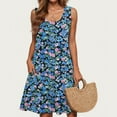 thumbnail image 6 of Floral Print Sleeveless Dress for Women Summer Casual A-Line Swing Dress with Pockets Tank Sundress Beach, 6 of 6