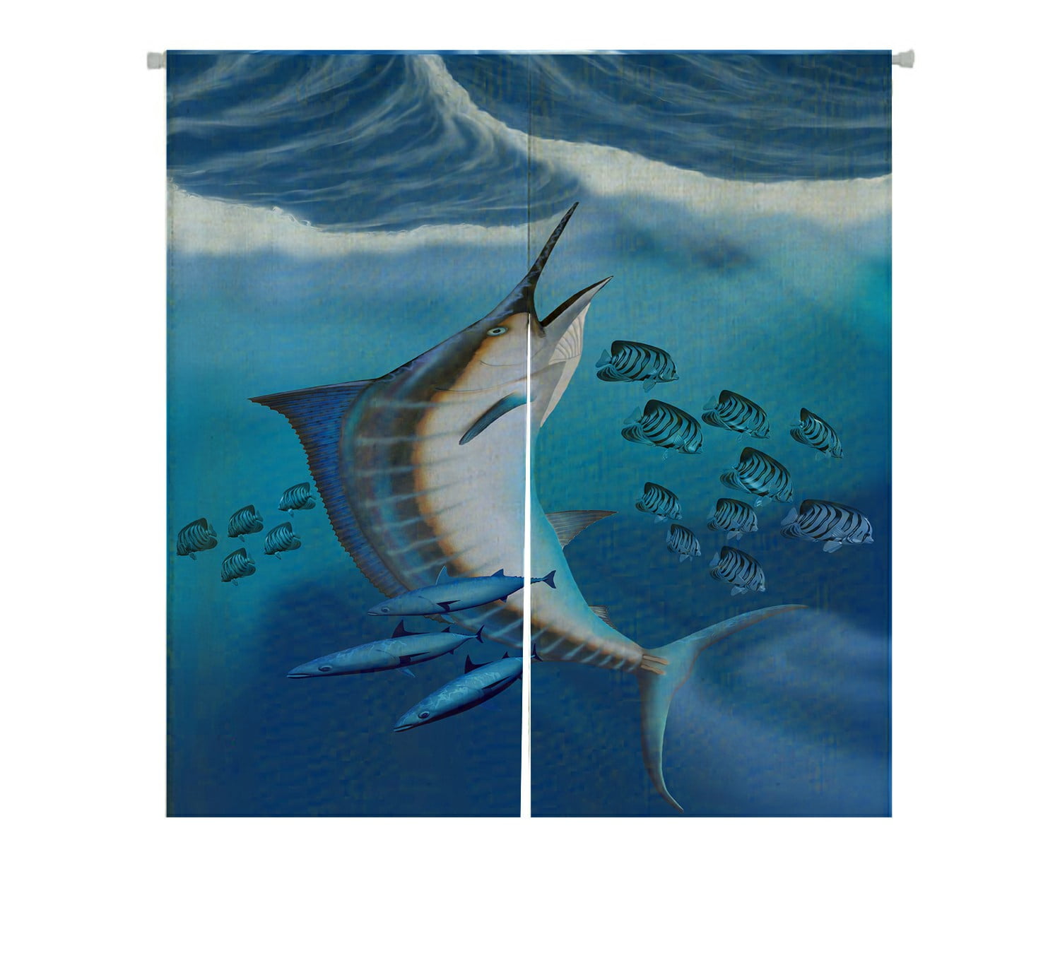 ECZJNT Marlin Fish Small fish scatter Japanese Noren Curtain Doorway Door Window Treatment