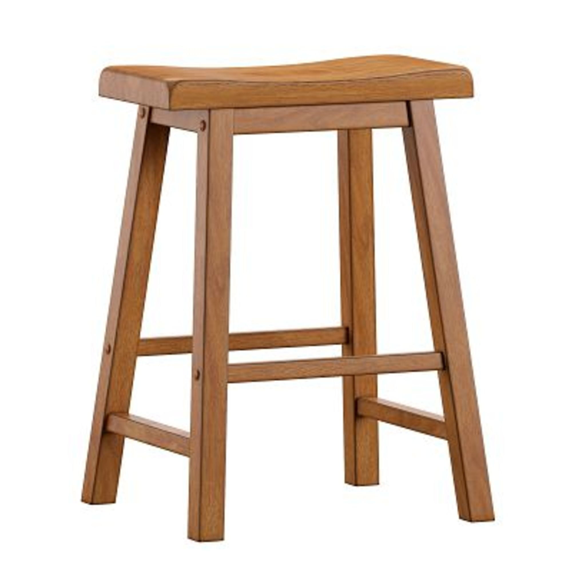 Weston Home Ashby Saddle Seat Backless Counter Stools, Set of 2, Oak Finish