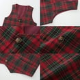 thumbnail image 3 of ETHAN 4 Piece Toddler Boy Clothes Suit Gentleman Wedding Outfits Red Plaid 12-18 Months, 3 of 7
