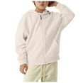 thumbnail image 3 of Caqnni Kids Zip Up Hoodie Soft Brushed Hooded Sweatshirt with Pockets Sport Jacket for Boys and Little Girls (A05-Beige,8-9 Years), 3 of 7