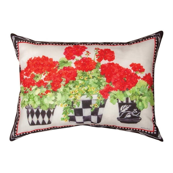 Geranium Pots Climaweave Pillow 18"x13" Indoor/Outdoor