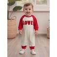 thumbnail image 6 of BemeyourBBs Newborn Valentines Day Outfit Baby Boys Girl Love Jumpsuit Long Sleeve Crewneck Striped Embroidery Romper Onepiece Clothes, 6 of 9