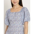 thumbnail image 5 of Moomaya Printed Square Neck Sheath Dress, Puff Sleeve Short Ruffle Hem Dress, 5 of 8