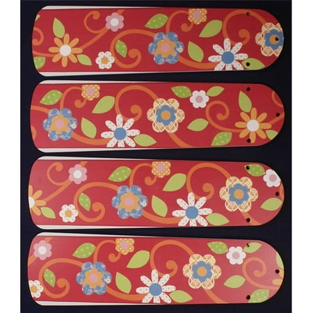 

42 in. New Floral Flowers Decor Ceiling Fan Blades Red