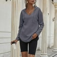 thumbnail image 2 of Futezty V Neck Hoodies Long Sleeve Sweatshirt Drawstring Pullover Tops with Pocket, 2 of 5