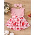 thumbnail image 3 of Bagilaanoe Newborn Baby Girl Summer Rompers Dress Print Sleeveless Bodysuits + Headband 3M 6M 9M 12M 18M Infant Patchwork A-line Dresses, 3 of 9