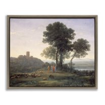 Stupell Industries Classic Claude Rural Landscape Landscape & Nature Painting Brown Floater Framed Canvas Art Print Wall Art, 21 x 17